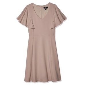 Ronni Nicole Blush Flutter Sleeve Knee-Length Dress